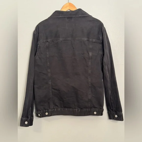 H&M Black Denim Trucker Jacket Size Medium Mens - Picture 2 of 3